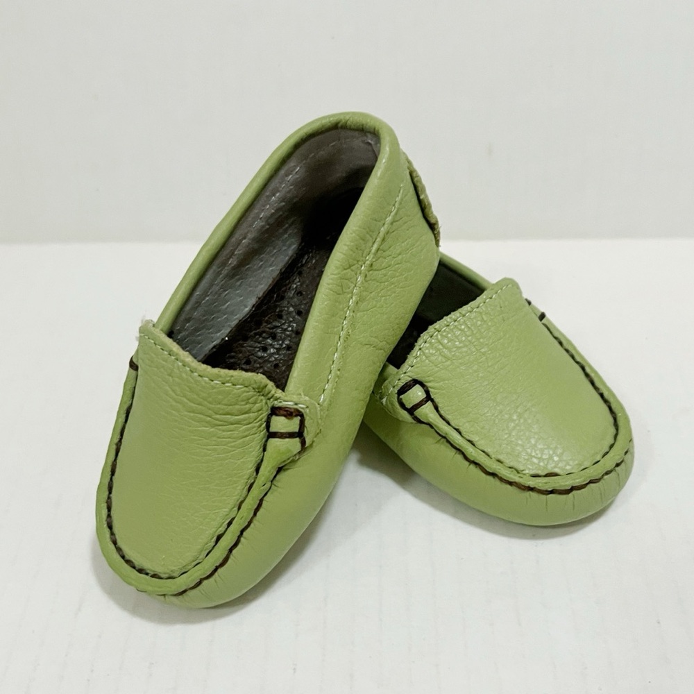 New pistachio green Leather Baby Moccasin Size 0-12months